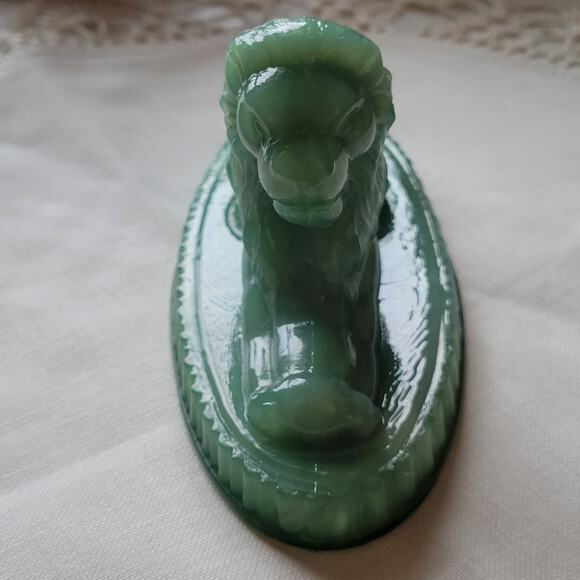Vintage (VTG) Summit Jadeite Carnival Glass Oscar The Lion Paperweight/Figurine - Picture 4 of 10